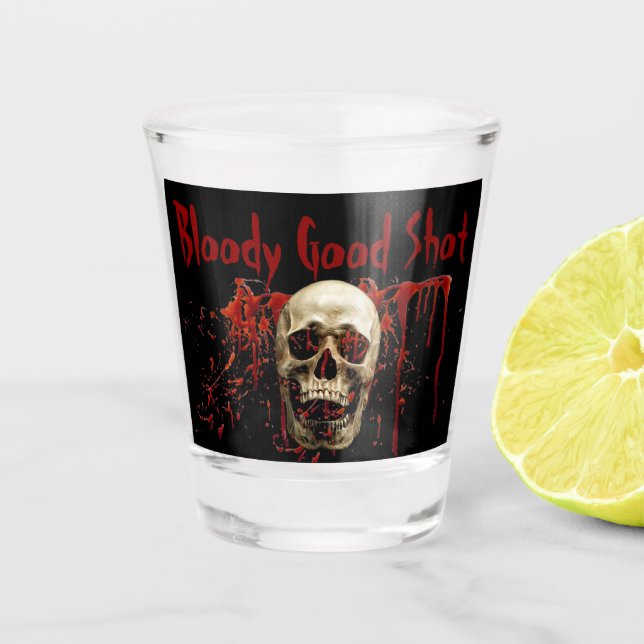 Vaso De Chupito Partido Halloween Negro sangriento y malo (Anverso)