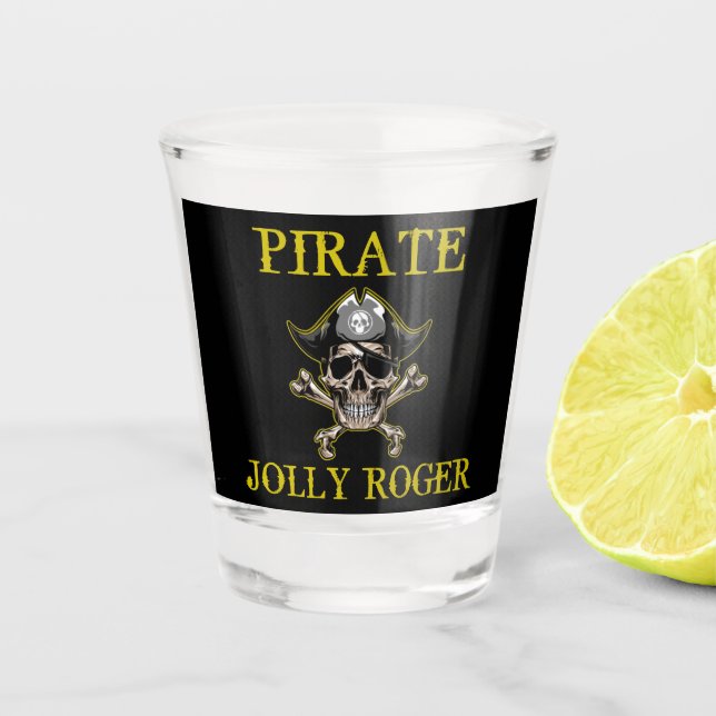 Vaso De Chupito Partido temático pirata Adulto JOLLY ROGER GOLD (Anverso)