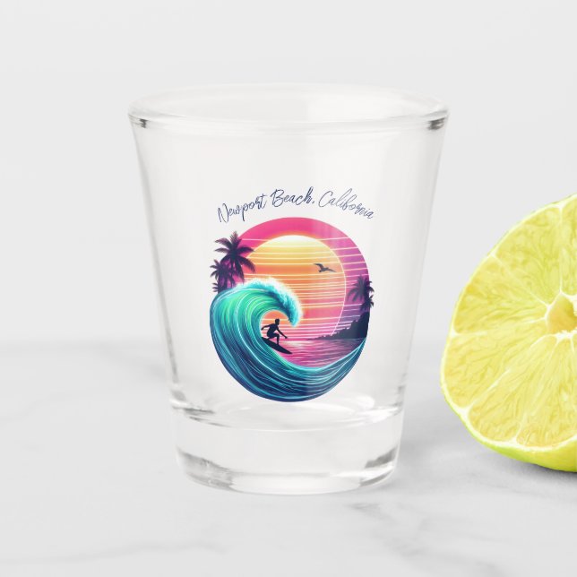 Vaso De Chupito Pasear por la ola al atardecer (Anverso)