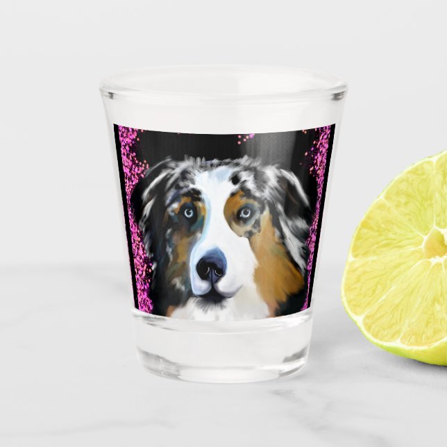 Vaso De Chupito Pastor Australiano San Valentín (Anverso)