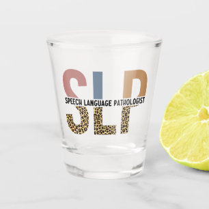 Vaso De Chupito Patólogo de voz SLP Leopard Print Typography
