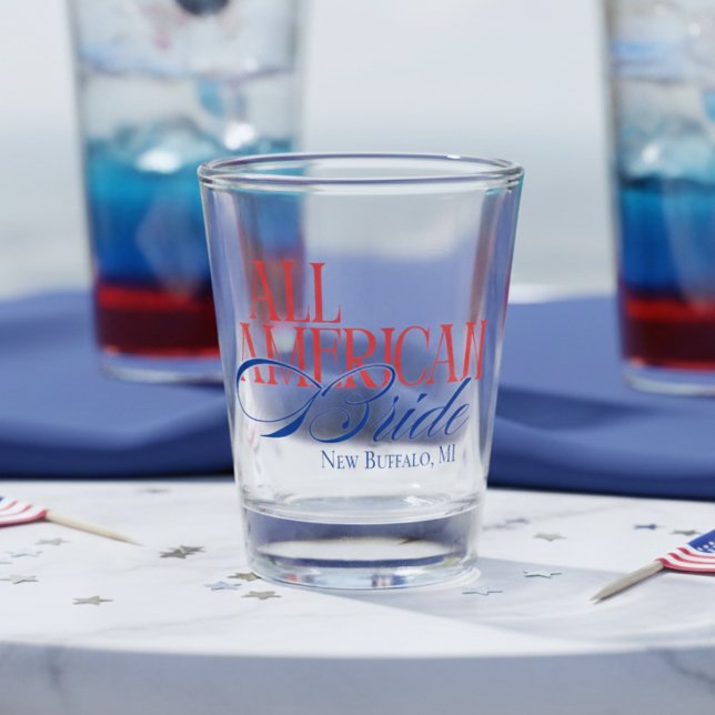 Vaso De Chupito Patriotic All American Bride Bachelorette (Patriotic All American Bride Bachelorette Shot Glass)