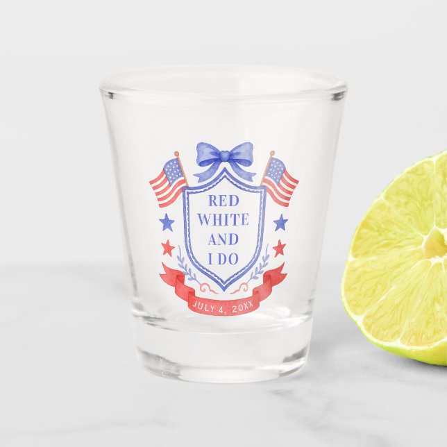 Vaso De Chupito Patriotic Red White & I Do Bridal Shower (Anverso)