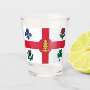 Vaso de chupito patriótico con bandera de Montreal
