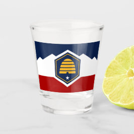 Vaso de chupito patriótico con la bandera de Utah,