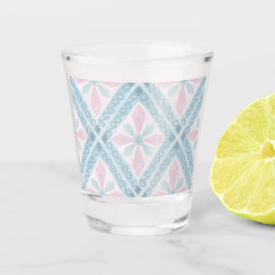 Vaso De Chupito patrón azul en forma de diamante