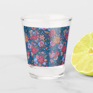 Vaso De Chupito Patrón botánico floral oscuro con G vintage temper