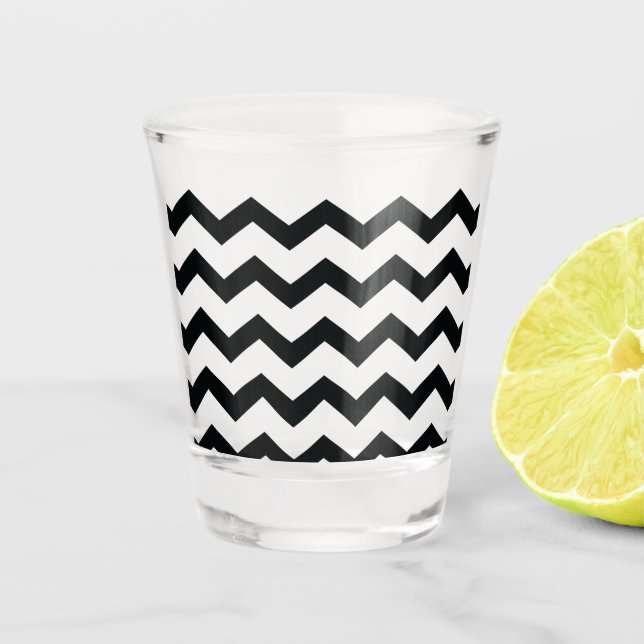Vaso De Chupito Patrón Chevron Blanco y negro (Anverso)