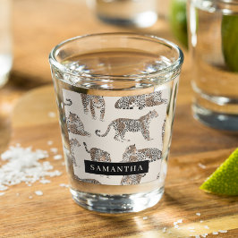 Vaso De Chupito Patrón de animales salvajes del leopardo de la jun