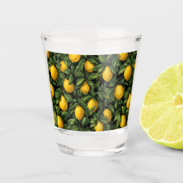 Vaso De Chupito Patrón de árbol de cítricos de limón vibrante