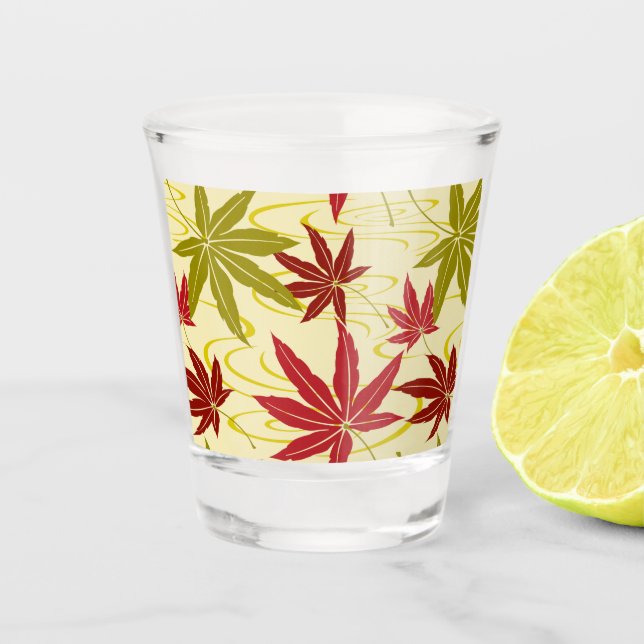 VASO DE CHUPITO PATRÓN DE ARCE JAPONÉS EN CREMA (Anverso)