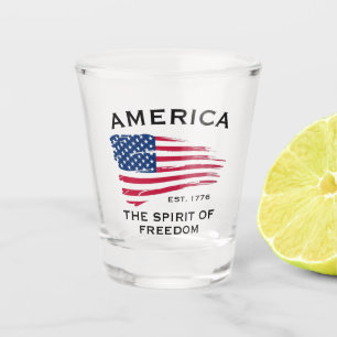 Vaso De Chupito Patrón de bandera estadounidense de rayas rojas bl