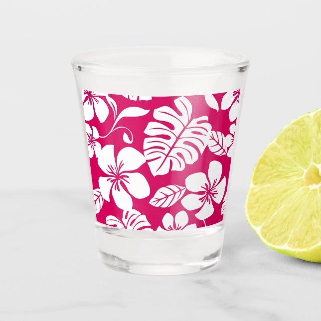 VASO DE CHUPITO PATRÓN DE BIKINI ROSA EN ROJO FRESÓN (Anverso)