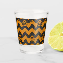 Vaso De Chupito Patrón de Chevron de Halloween con fantasmas y cal