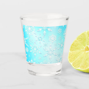 Vaso De Chupito Patrón de copos de nieve de cristal