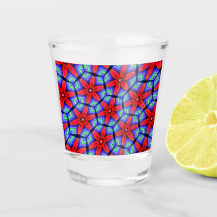 Vaso De Chupito Patrón de flores de tejidos rojos