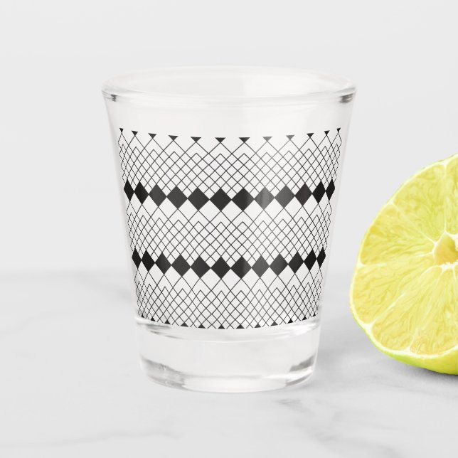 Vaso De Chupito Patrón de formas de diamante negro (Anverso)