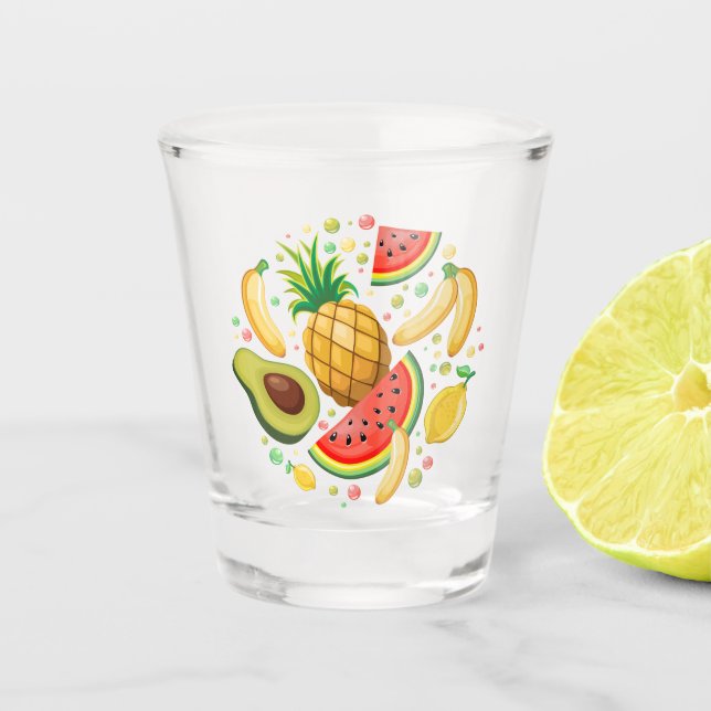 Vaso De Chupito Patrón de frutas de verano fresco (Anverso)