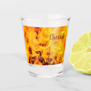 Vaso De Chupito Patrón De Fuego Y Flores