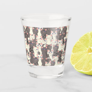 Vaso De Chupito Patrón de gatos blancos y grises