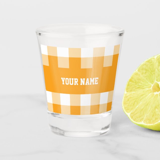 Vaso De Chupito Patrón de Gingham amarillo (Anverso)