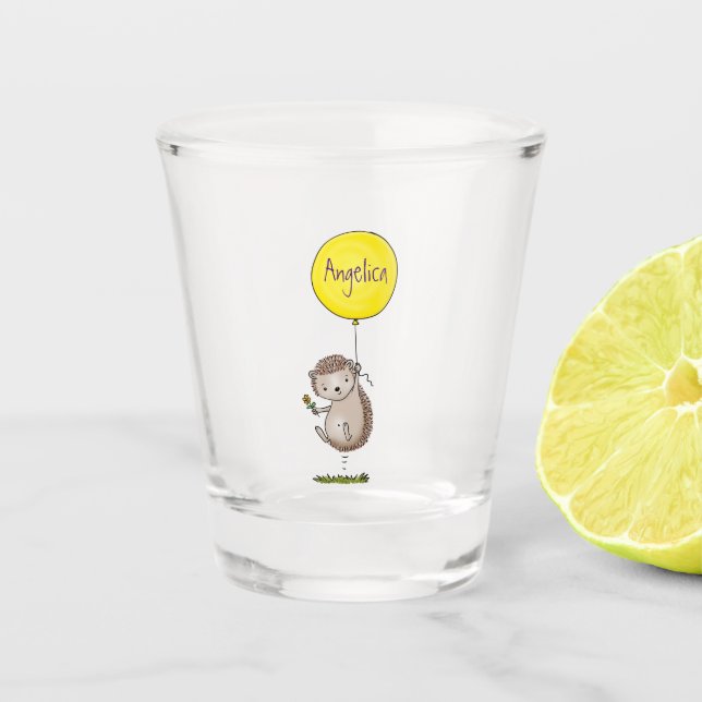 Vaso De Chupito Patrón de hedgehog y personalizado de globos (Anverso)