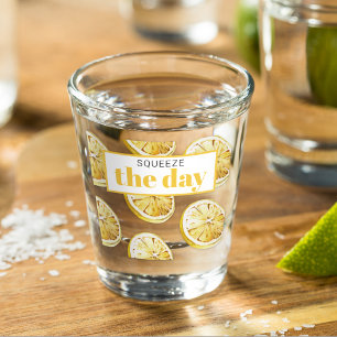 Vaso De Chupito Patrón de lémones amarillos modernos y apretar el