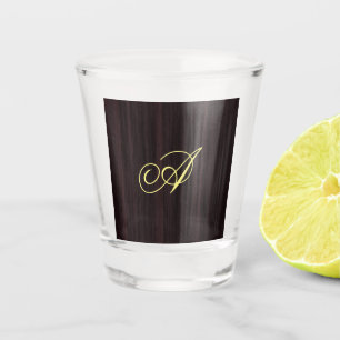 Vaso De Chupito Patrón de madera Monograma Iniciales manuscritas