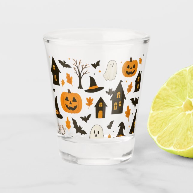 Vaso De Chupito Patrón de miedo de Halloween - Festividad y miedo (Anverso)