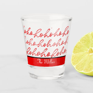 Vaso De Chupito Patrón de Navidades blancos y rojos del Ho Ho Ho H