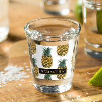 Patrón de piña de color de agua tropical con nombr