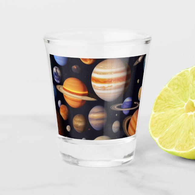 Vaso De Chupito Patrón de planetas (Anverso)