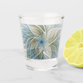 Vaso De Chupito Patrón de sueño floral Resumen Fractal caqui azul
