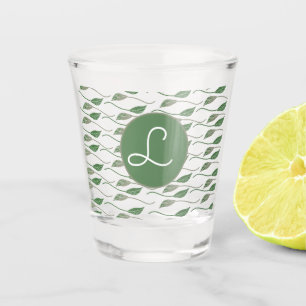 Vaso De Chupito Patrón de Vegetación Botánica de Hojas Dibujado a