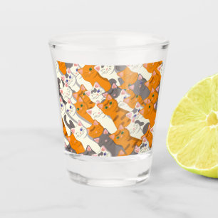 Vaso De Chupito Patrón diagonal del gato negro jengibre