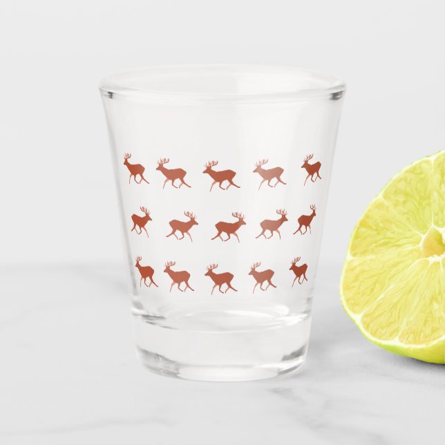 Vaso De Chupito Patrón festivo de marcha de ciervos marrones (Anverso)