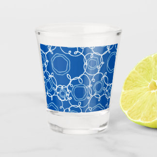 VASO DE CHUPITO PATRÓN FLORAL ABSTRACTO EN AZUL REAL