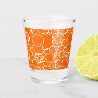 VASO DE CHUPITO PATRÓN FLORAL ABSTRACTO EN NARANJA