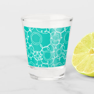 VASO DE CHUPITO PATRÓN FLORAL ABSTRACTO EN TURQUESA
