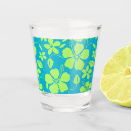 VASO DE CHUPITO PATRON HULA HAWAIANO (HIBISCO) EN LIMA VERDOSO