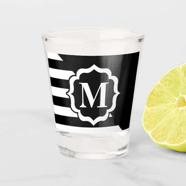 Vaso De Chupito Patrón resumen en blanco y negro (Anverso)