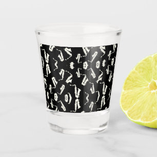 Vaso De Chupito Patrón Saxofónico De Jazz Negro Y Blanco