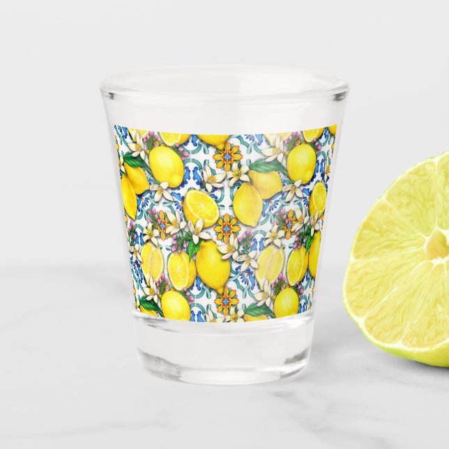 Vaso De Chupito Patrón tradicional mediterráneo con lemas (Anverso)