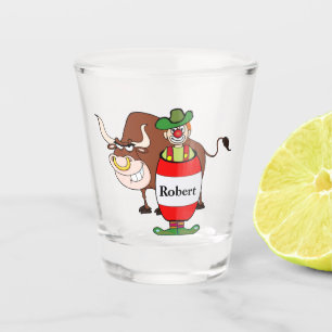 Vaso De Chupito Payaso Y Toro De Rodeo Occidental Personalizado