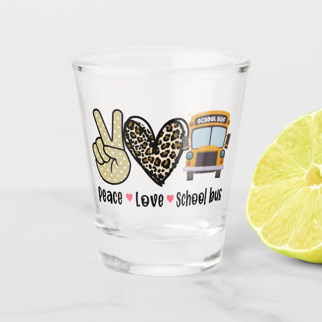 Vaso De Chupito Paz, amor, autobús escolar (Anverso)