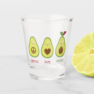 Vaso De Chupito Paz, amor, diseño de aguacate vegano