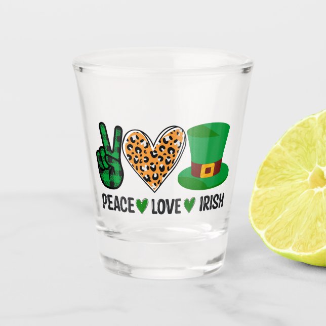 Vaso De Chupito Paz, amor, irlandés (Anverso)