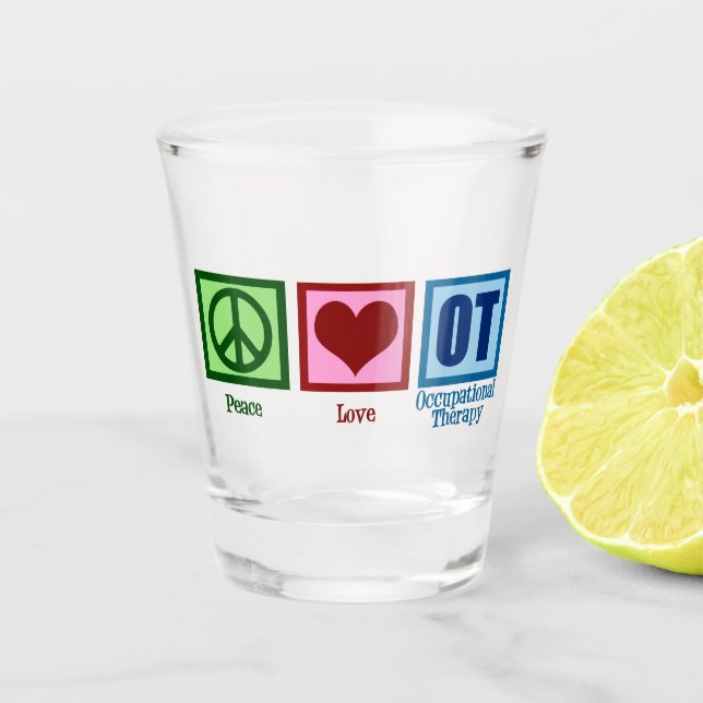 Vaso De Chupito Paz Amor Terapia Ocupacional Curada OT (Anverso)