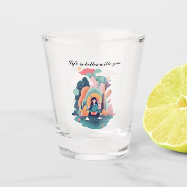 Vaso De Chupito Peaceful Mindfulness Girl in Nature (Anverso)