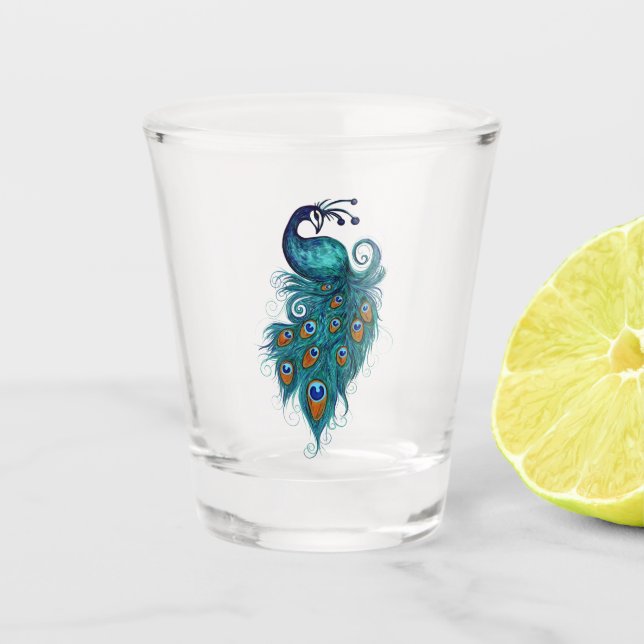 Vaso De Chupito Peacock Feathers Art (Anverso)